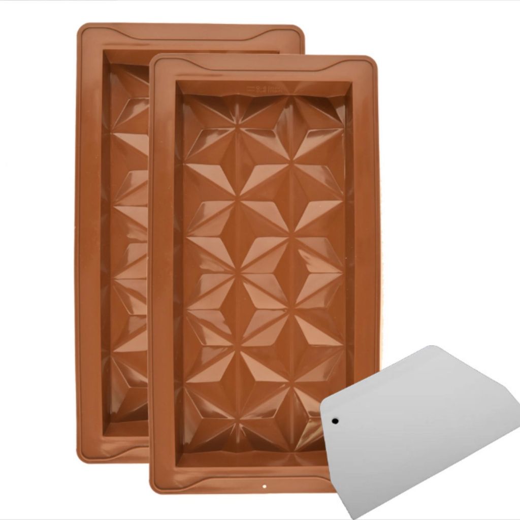 AIORBER 2er Silikon-Schokoladenform mit Teigschaber, Tiefe Backform für Schokolade, Kuchen, Brot, Butter, Pudding, Antihaft, lebensmittelecht