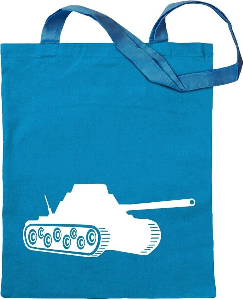 Kiwistar - Baumwolltasche - hellblau - Panzer Krieg Panzerfahrer - Tragetasche Stoffbeutel Umhängetasche Langer Henkel