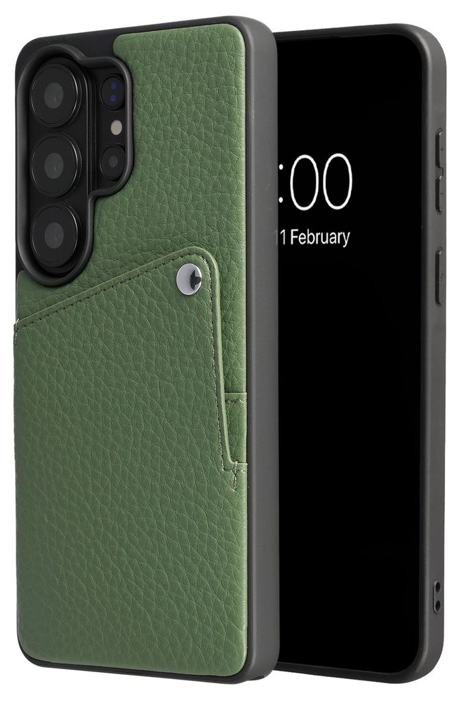 Selencia Riva Rückseite mit Kartenfach für das Samsung Galaxy S26 Ultra – Sage Green