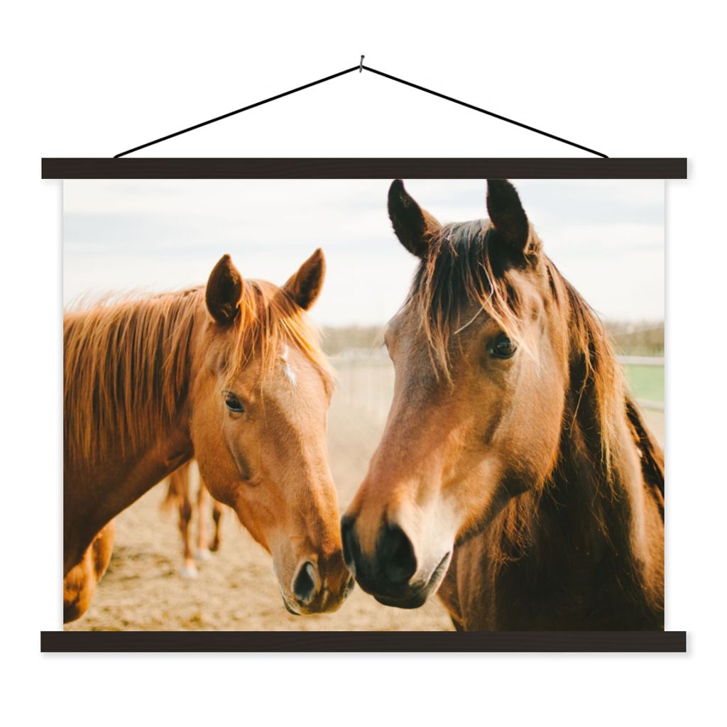 MuchoWow Textilposter Pferd - Strand - Tiere 150x113 cm mit schwarzem Rahmen - Wohnzimmer