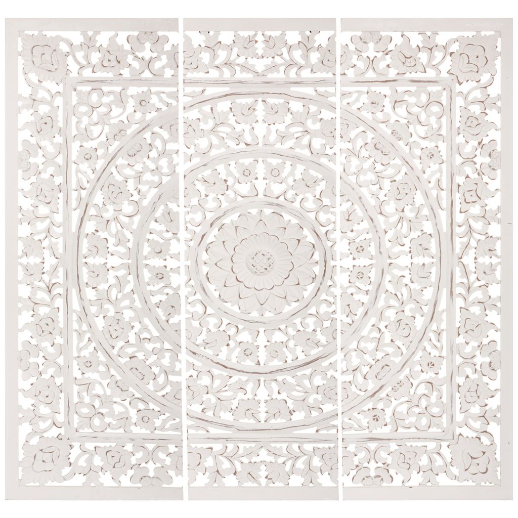 Atmosphera - Déco Murale Fanny - Bois sculpté avec Miroir 58x58 cm