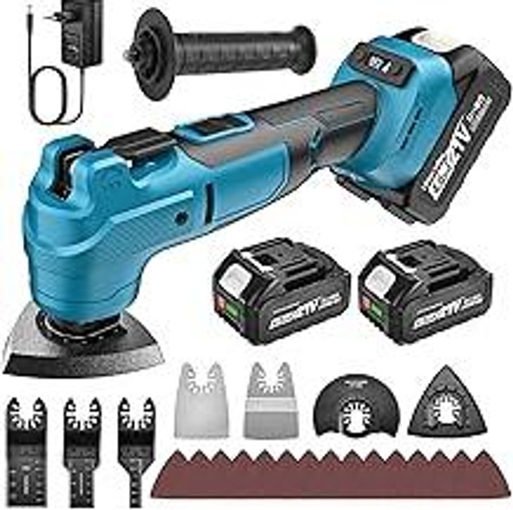 Yofuly Multifunktionswerkzeug für Makita 18V Akku - Multitool mit 2x 4.0Ah Akkus, Oszillationswerkzeug Akku Oszillierendes 6-Stufen + Automodus, V...