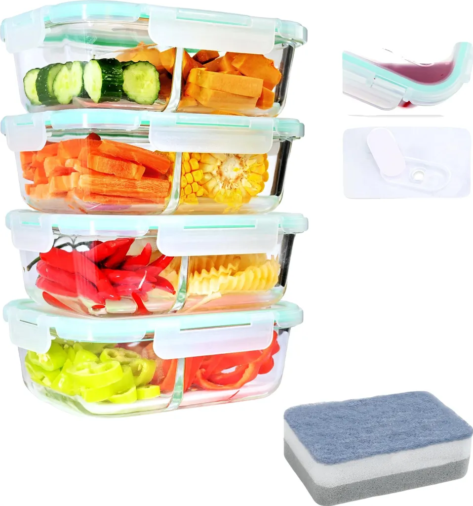Set 4 Contenitori Vetro Borosilicato 1040ml - Scelta Eco e Zero Plastica