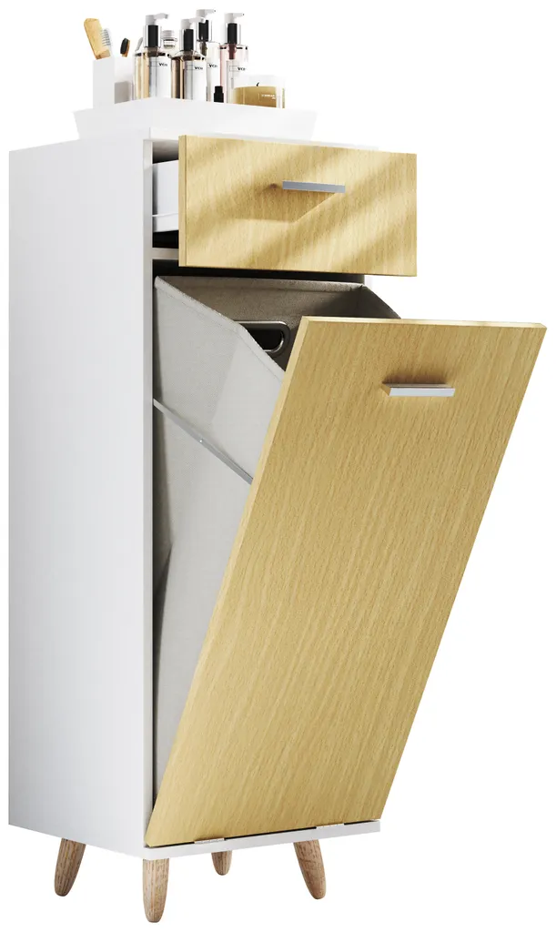 Mobile Bagno Landos Rovere Miele - Armadio Alto 107cm per Famiglie
