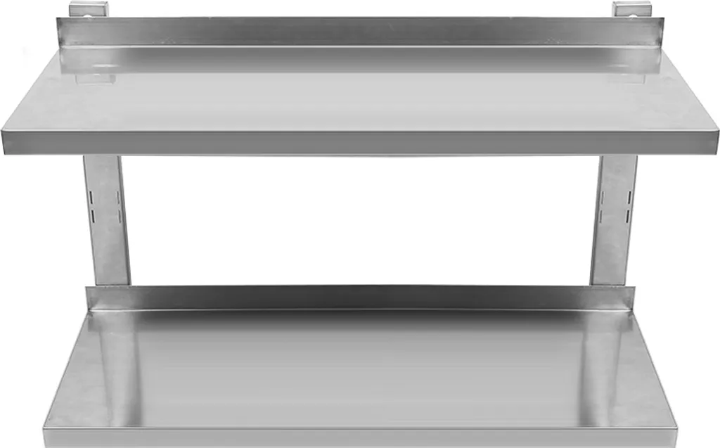 Étagère murale inox double niveau 80cm - Acier inoxydable ultra robuste