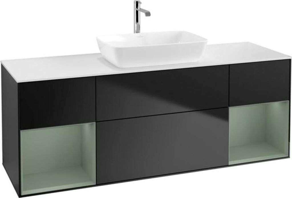 V&B Waschtischunterschrank Finion 160cm, Pl w m, Reg Oli. m Lac, bla m Lac