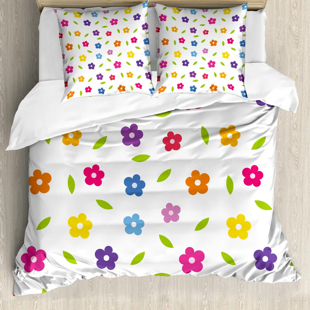 Set Letto ABAKUHAUS 155x220: Copripiumino Floreale in Microfibra Premium