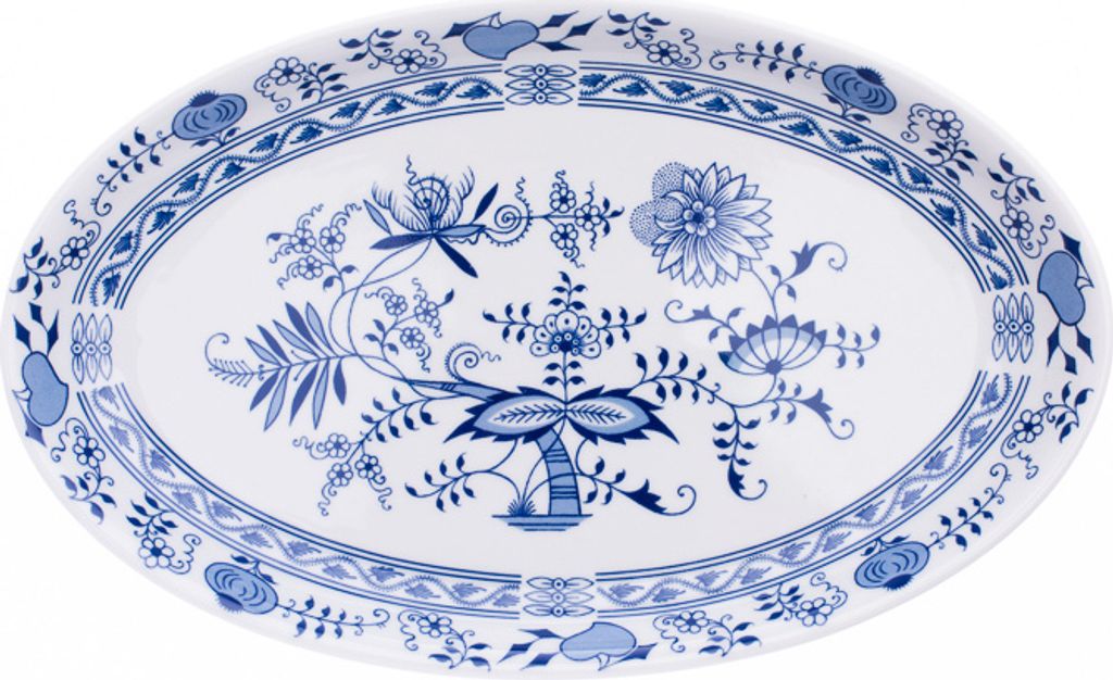 Saphyr, ovale Schale, 33 cm, Zwiebel, Porzellan Thun 1794