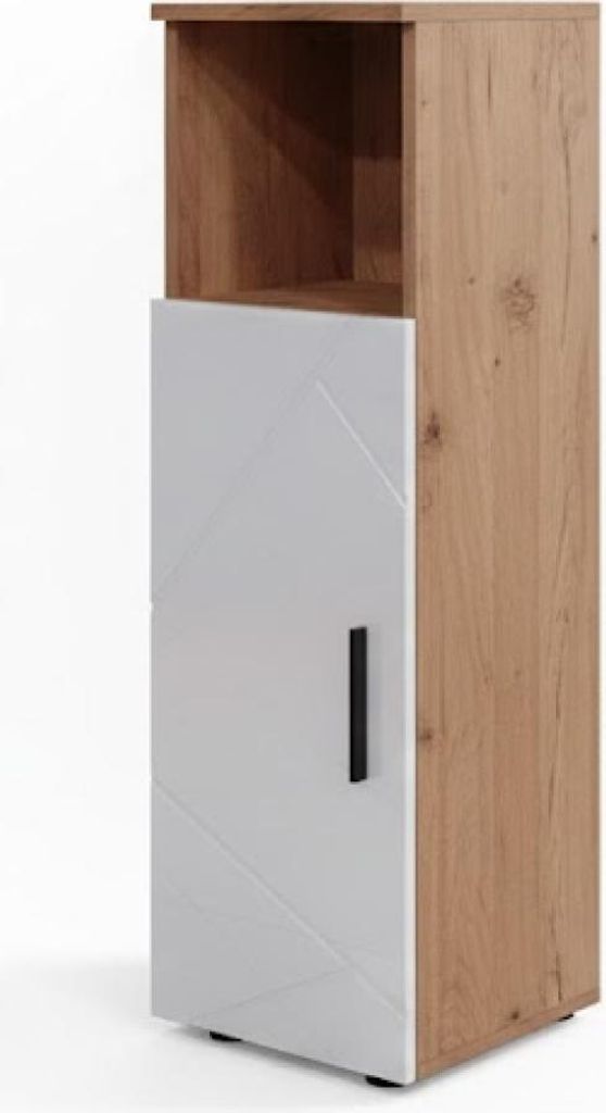Midischrank Vicco Irma Weiß Hochglanz/Goldkraft Eiche 30 x 95 cm, Model 40510