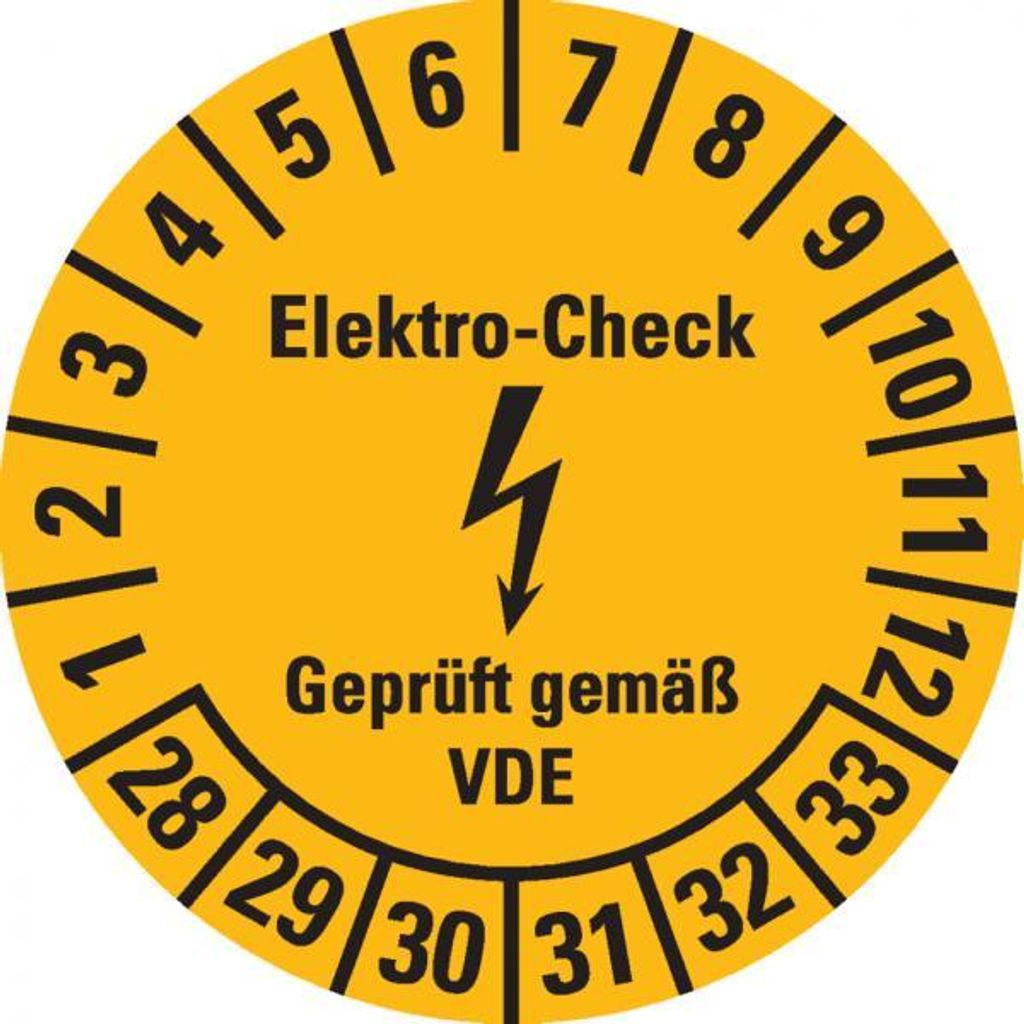 Dreifke® Prüfplakette Elektro-Check, VDE, 28-33, gelb, Produktbild 