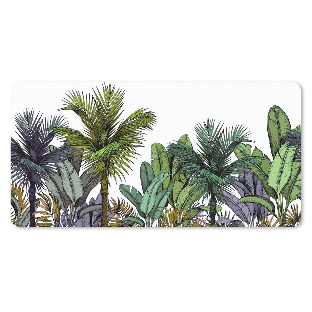 MuchoWow Mauspad Mousepad Pflanzen - Illustration - Farben - Mädchen - Kinder - Jungen 60x30 cm - Mousepads - Maus Mat - Pad - Mausunterlage - N...