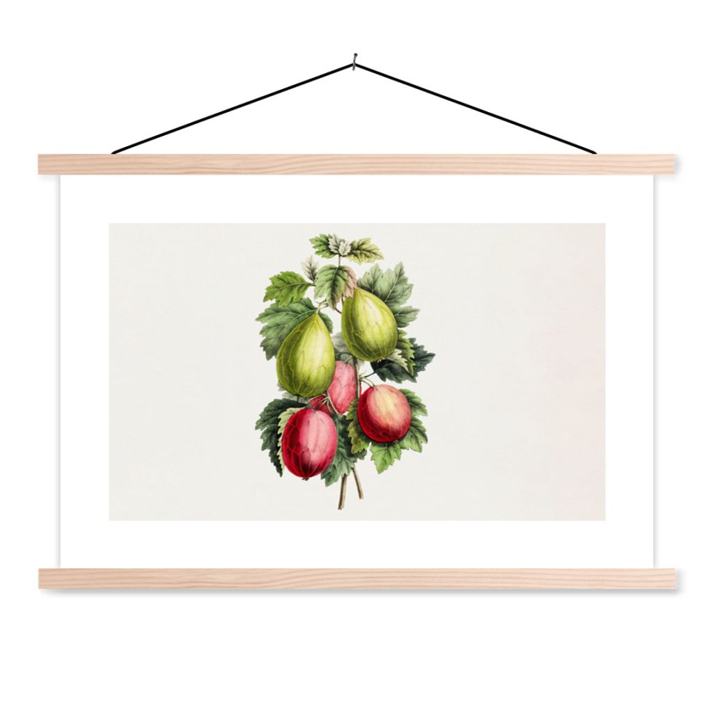 MuchoWow Textilposter Lebensmittel - Feigen - Gesund 120x80 cm mit holzfarbenen Rahmen - Aufhängeset