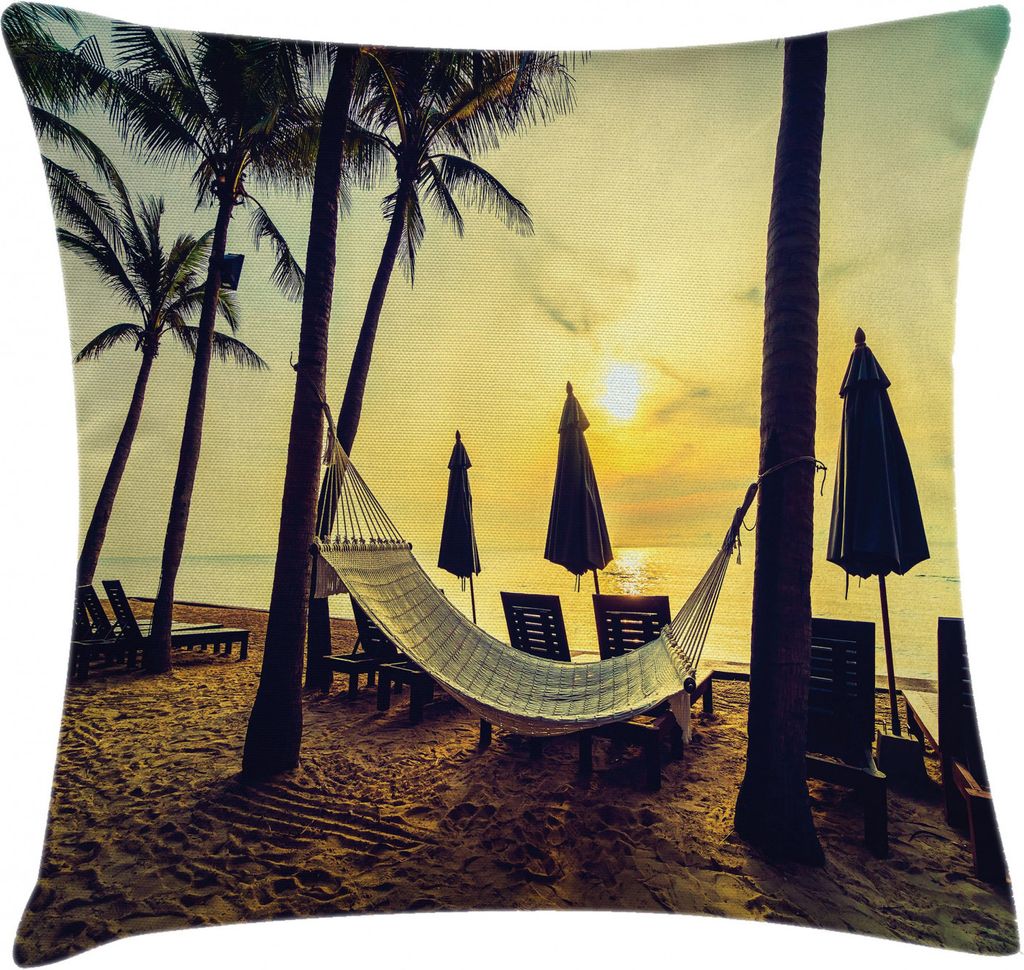 ABAKUHAUS Strand Kissenbezug, Kokosnuss exotische Palmen, Waschbar mit Reißverschluss Kissenhülle mit Farbfesten Klaren Farben Beidseitiger Druck...