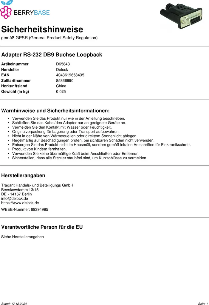 Solution Diagnostic RS-232 : Adaptateur DB9 Femelle Loopback Test - 3