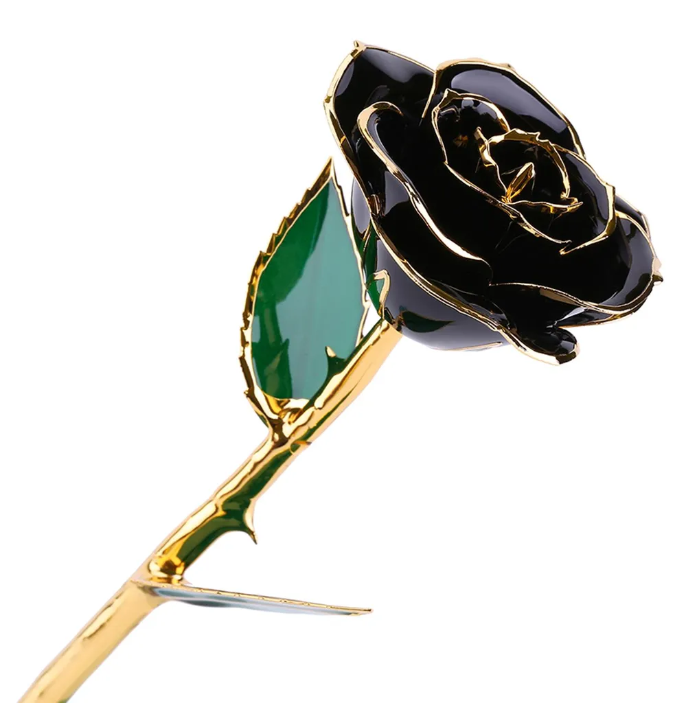 Rose éternelle en feuille d'or 24K - Fleur décorative avec support Love - 2