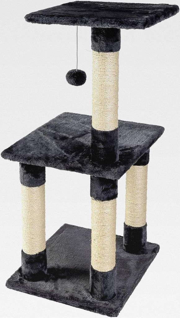 Katzen Kratzbaum Trient 85 cm groß anthrazit - Deluxe Mini Katzenbaum mit Einer Plattform, Fellball und 4 Sisal Kratzsäulen - Stabiles und Robust...