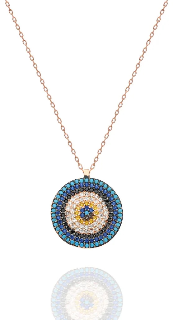 Collier Nazar en argent 925 et or avec pendentif œil protecteur serti