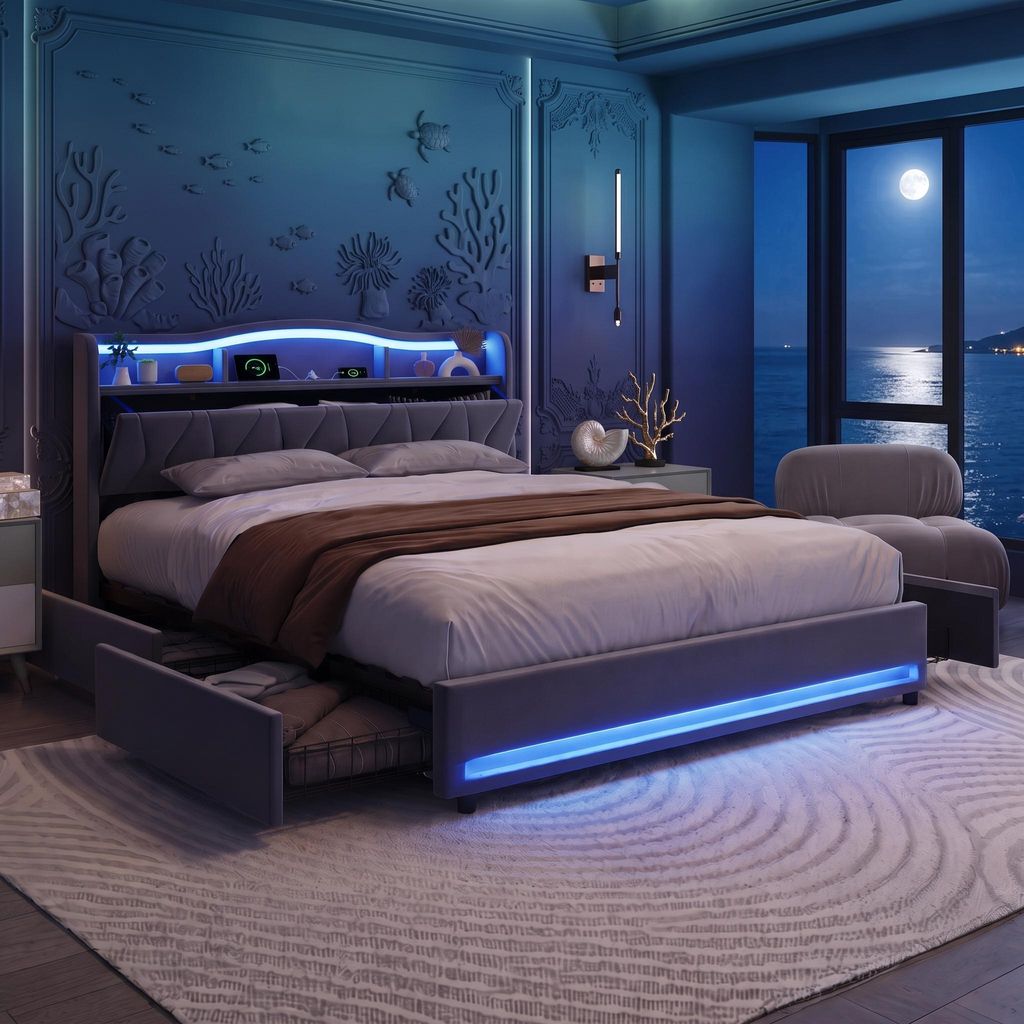 INONEFT Stauraumbett 140x200cm, Bett mit Stauraum, 4 Produktbild 