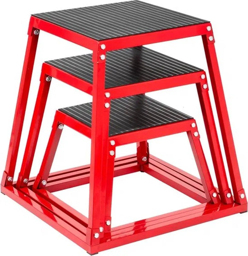 Happyment Jump Box Set de 3 Plateformes Plyo 30/45/60cm Fitness Rouge