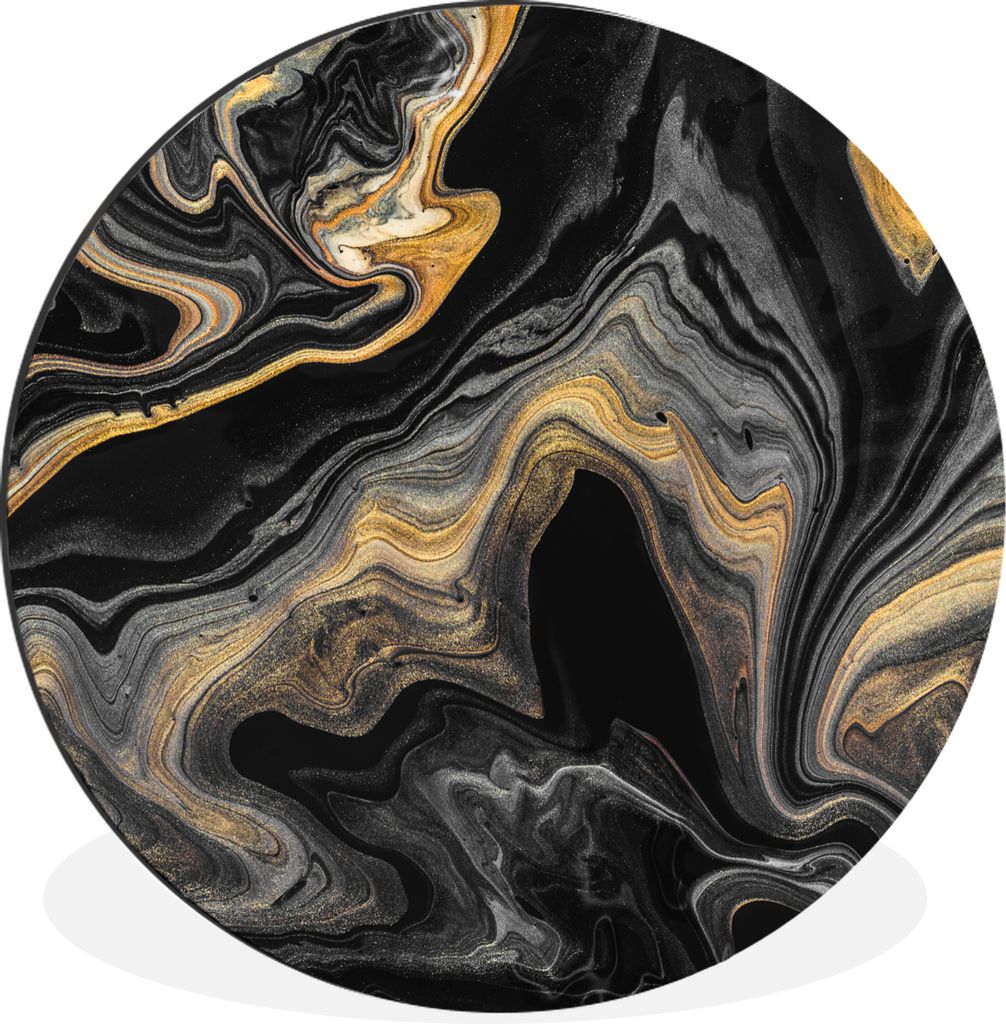 MuchoWow Aluminium Wandkreis Marmor - Acryl - Gold - Luxus - Abstrakt Ø 90 cm Wanddeko Modern Wohnzimmer - Mauerkreis - Wandbilder - Runde Bild ...
