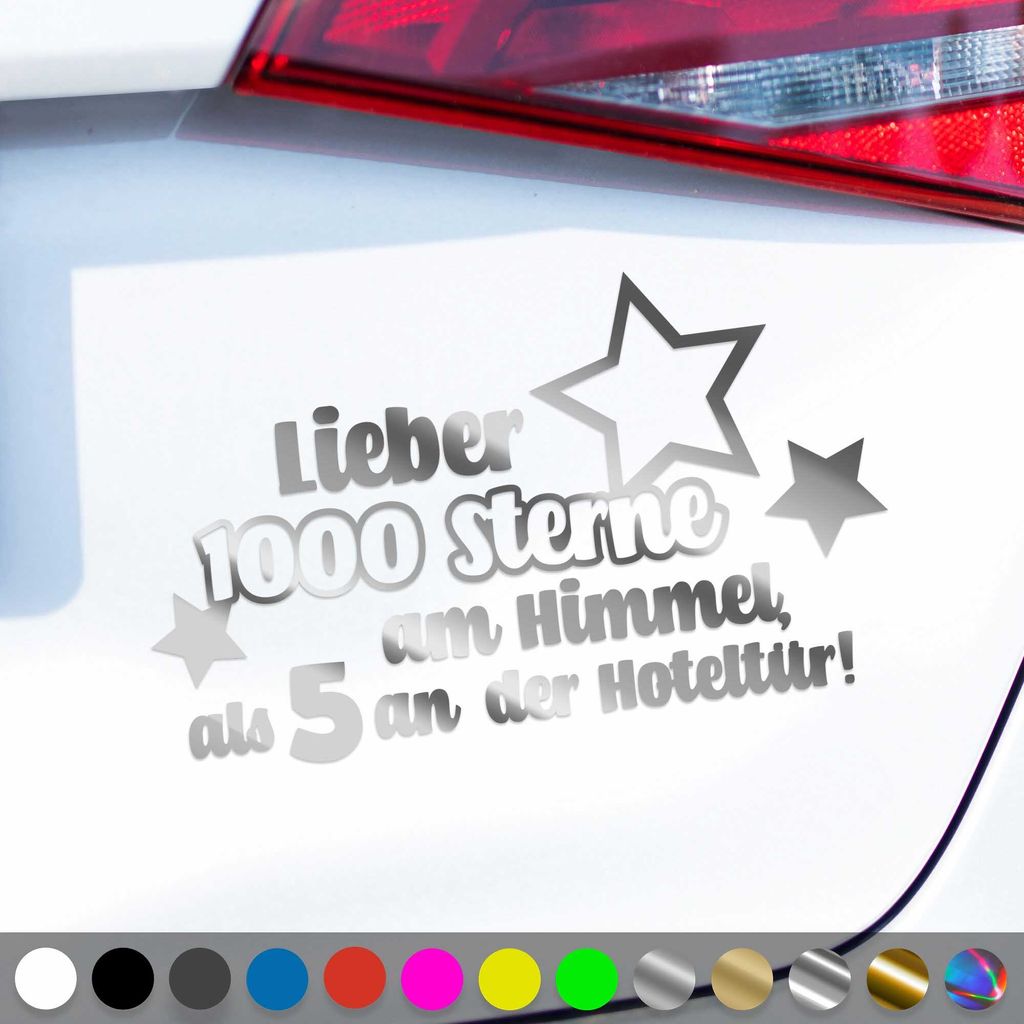 PantherPixel 1000 Sterne Aufkleber am Himmel Reisen Urlaub Camping Sticker Auto Geschenkidee Farbe Chrom-Silber