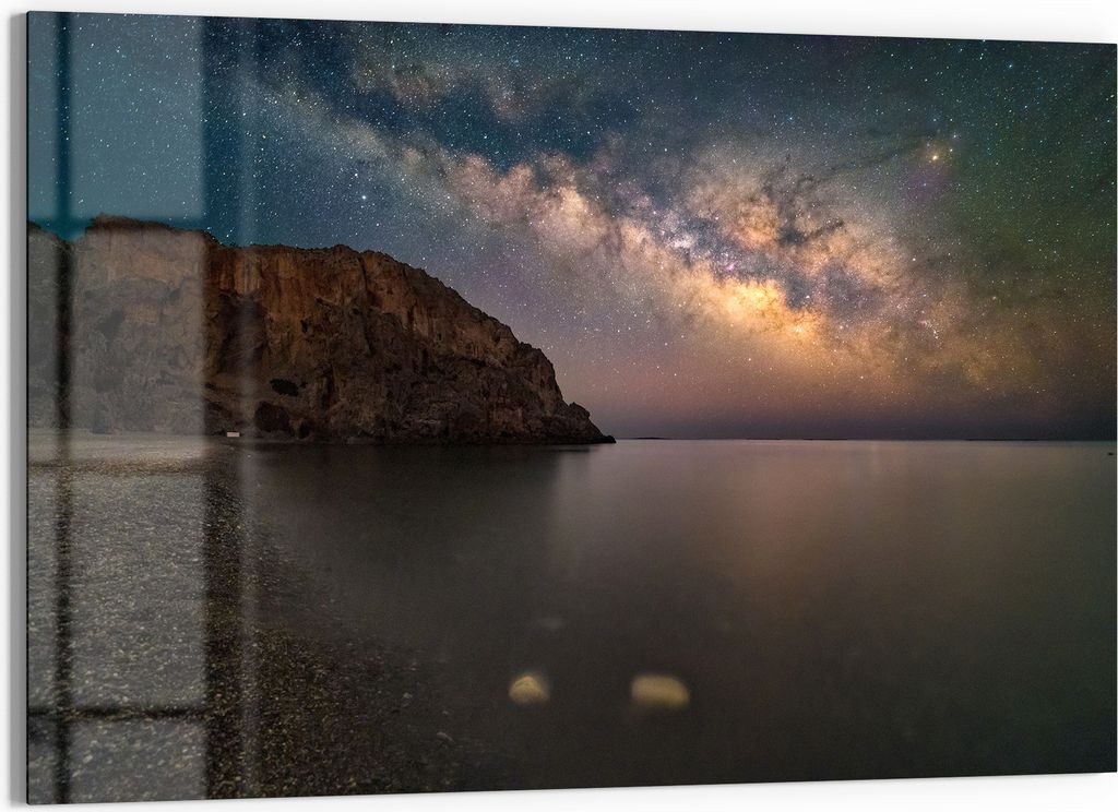 DEQORI Glasbild Echtglas 90x60 cm 'Kosmische Küstenlinie' Wandbild Bild modern Deko