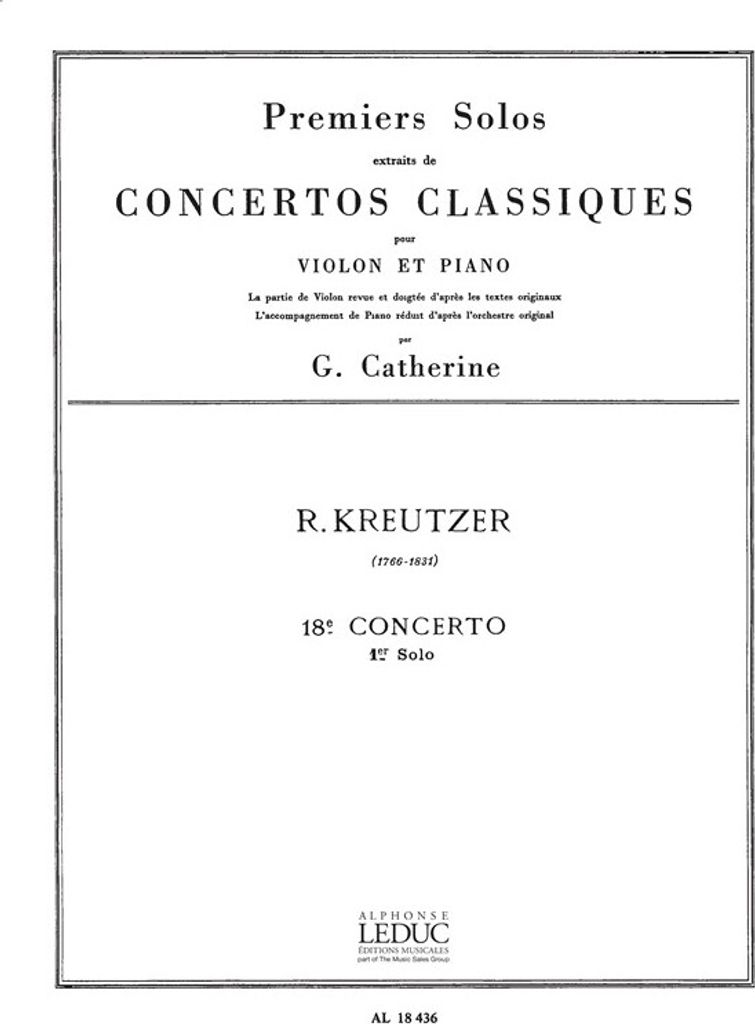 Kreutzer/Catherine Premiers Solos Concertos Classiques:n018 Violon Et Piano