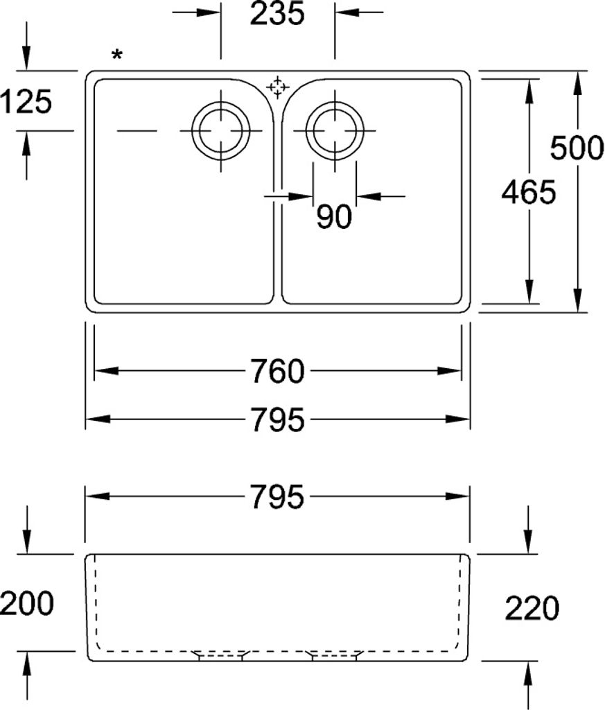 Villeroy & Boch Keramikspüle 638002RW, Spülstein Doppelbecken 80 X Spülsteine - inkl.