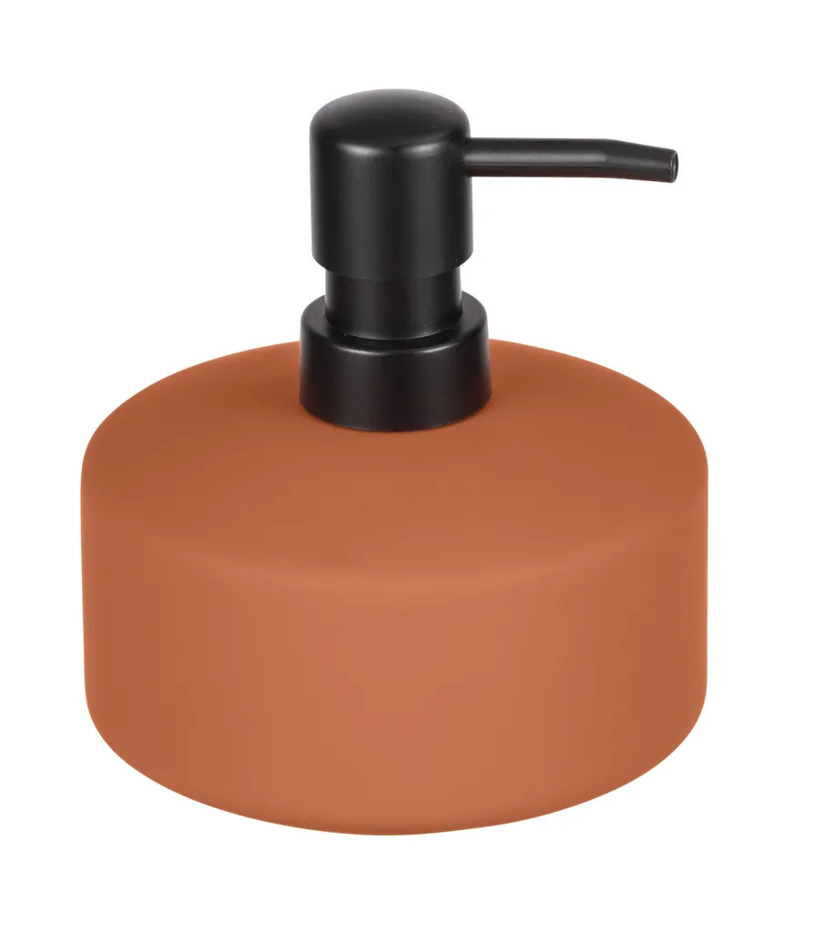WENKO Distributeur de savon AVELLINO 380 ml en céramique grise pour WC