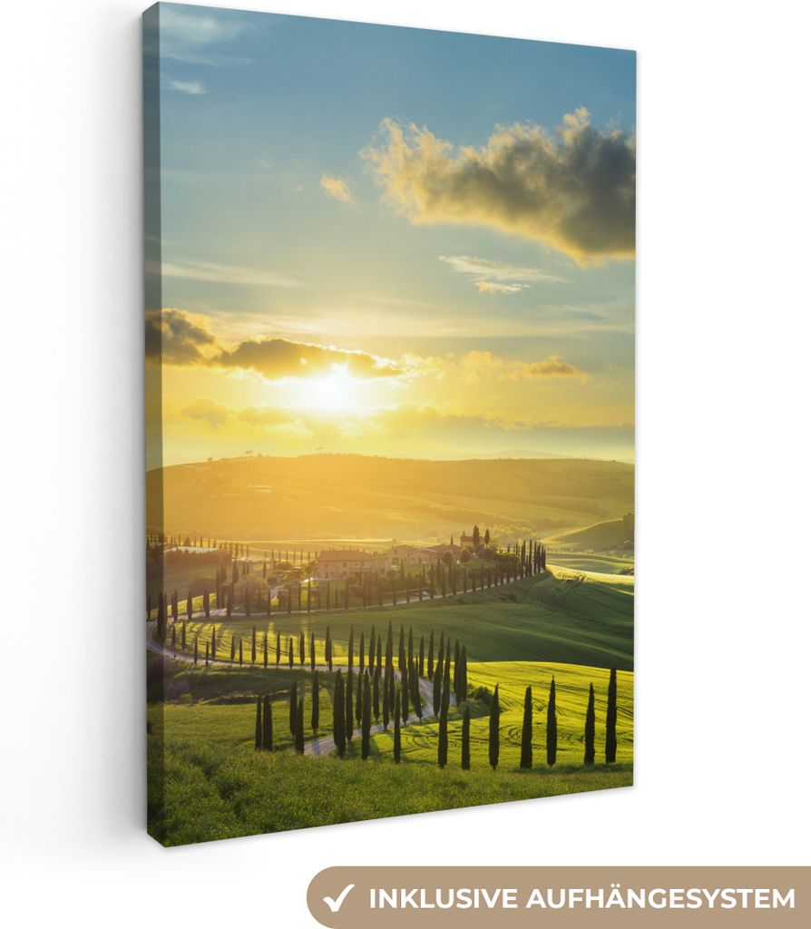 MuchoWow - Leinwandbilder - Toskana - Sonne - Italien, Wandbild, Wanddeko Bilder Wohnzimmer, 60x90 cm