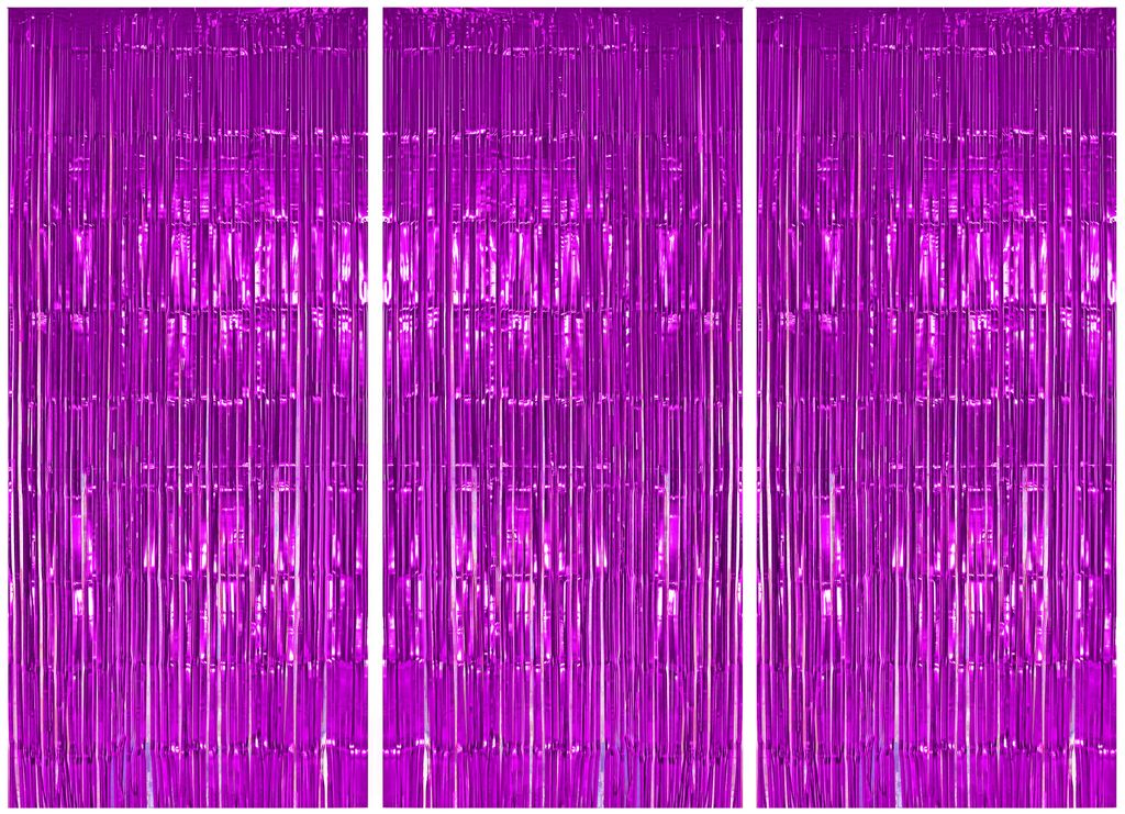 3x Lametta Vorhang - pink - 91x244 cm Produktbild 