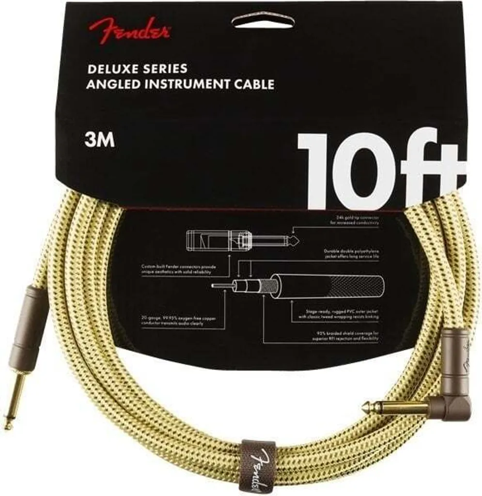 Cavo Fender Deluxe Tweed 3m Jack Dritto-Angolato | Top Performance