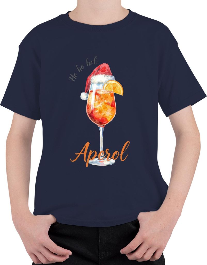 Ho ho hol mir Aperol Weihnachten Spritz Weihnachtscocktail Gesche Uni Kinder T-Shirt, Navy, 128