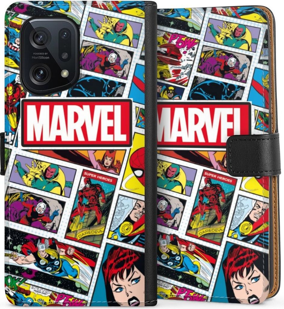 DeinDesign Klapphülle für Oppo Find X5 Handytasche Lederhülle Tasche Comic Muster Marvel