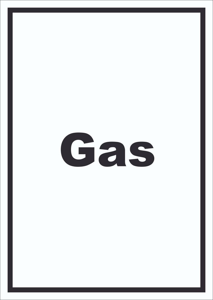Gas Schild mit Text Anschluss hochkant A1 Rückseite selbstklebend