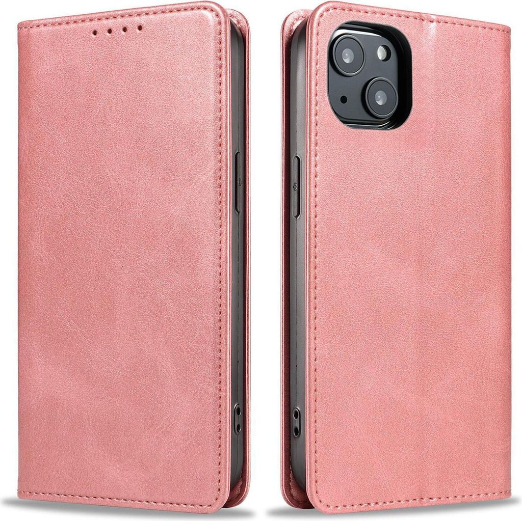 Handyhülle für Apple iPhone 15 Kunstleder Flip Cover Hülle Handytasche Case Kartenfach Farbe: Rosa