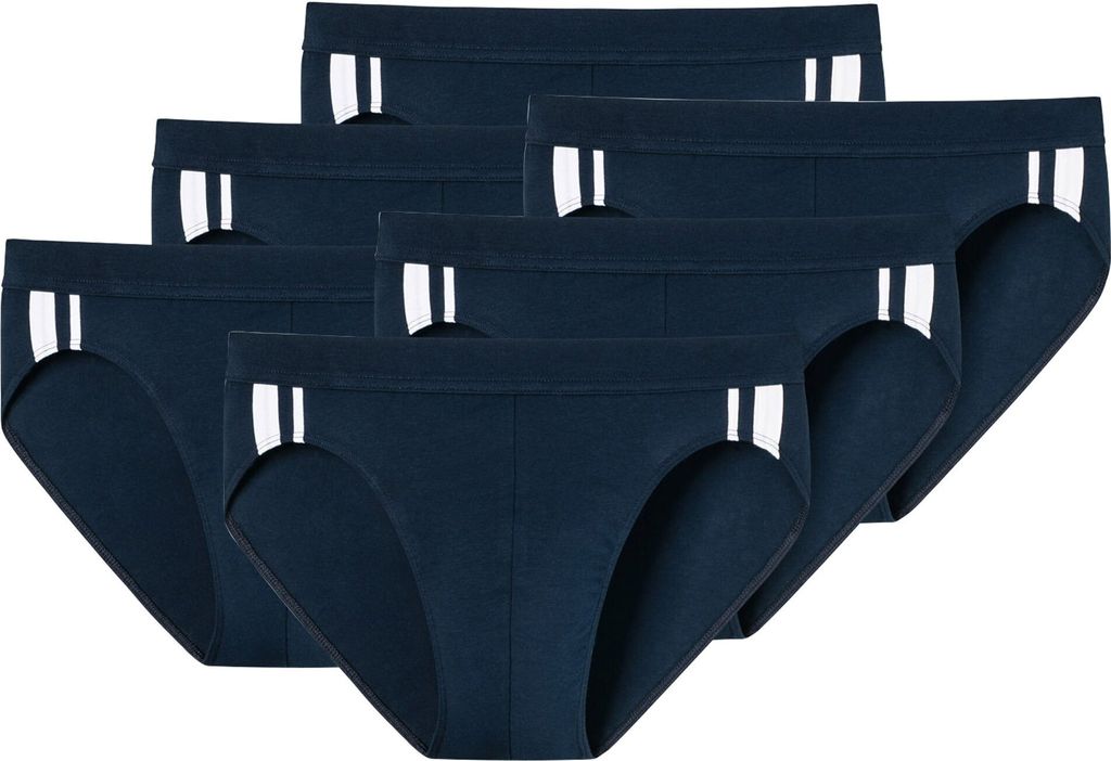 SCHIESSER Herren Slip 6er Pack - Rio Slip 95/5, Baumwolle Stretch, Seitenstreifen Dunkelblau S