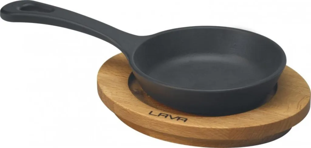 Padella Ghisa LAVA 12cm con Sottopentola Legno - Robusta e Vera