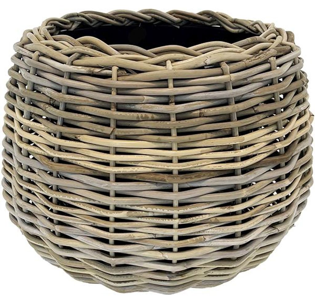 Van der Leeden Obal Drypot Rattan Mand - Rond, grijs, Productafbeelding 