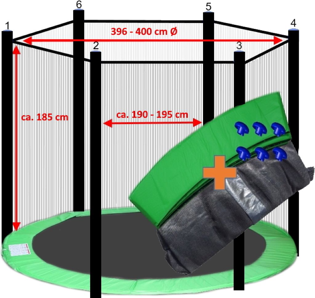 walexo Trampolin Randabdeckung + Sicherheitsnetz für 6 Produktbild 