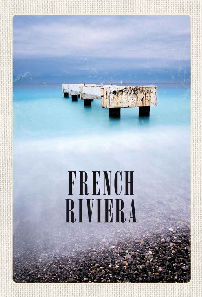 vianmo Holzschild 30x20 cm French Riviera Poster Retro Bildmotiv Reisemotiv Abenteuer Reisen