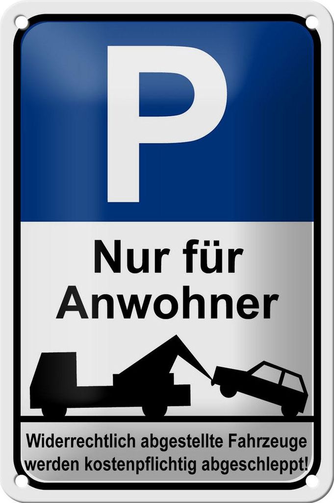 Blechschild Parken 12x18cm Parkplatzschild nur Anwohner