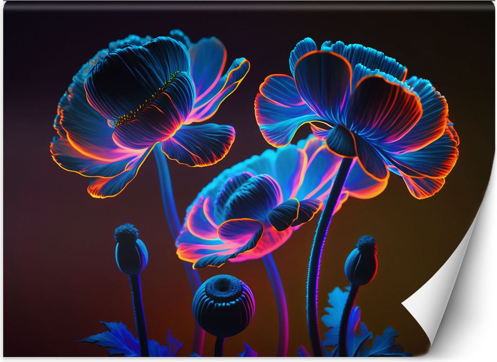 Vlies fototapete Neonblumen Natur 350x245 cm Feeby Bunt inkl. Kleber einfache Montage