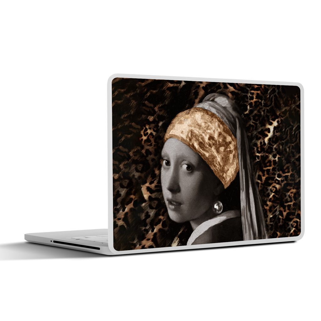 MuchoWow Laptop Aufkleber Sticker Cover Das Mädchen mit dem Perlenohrring - Design - Panther 31x22.5 cm - Laptop-Deko