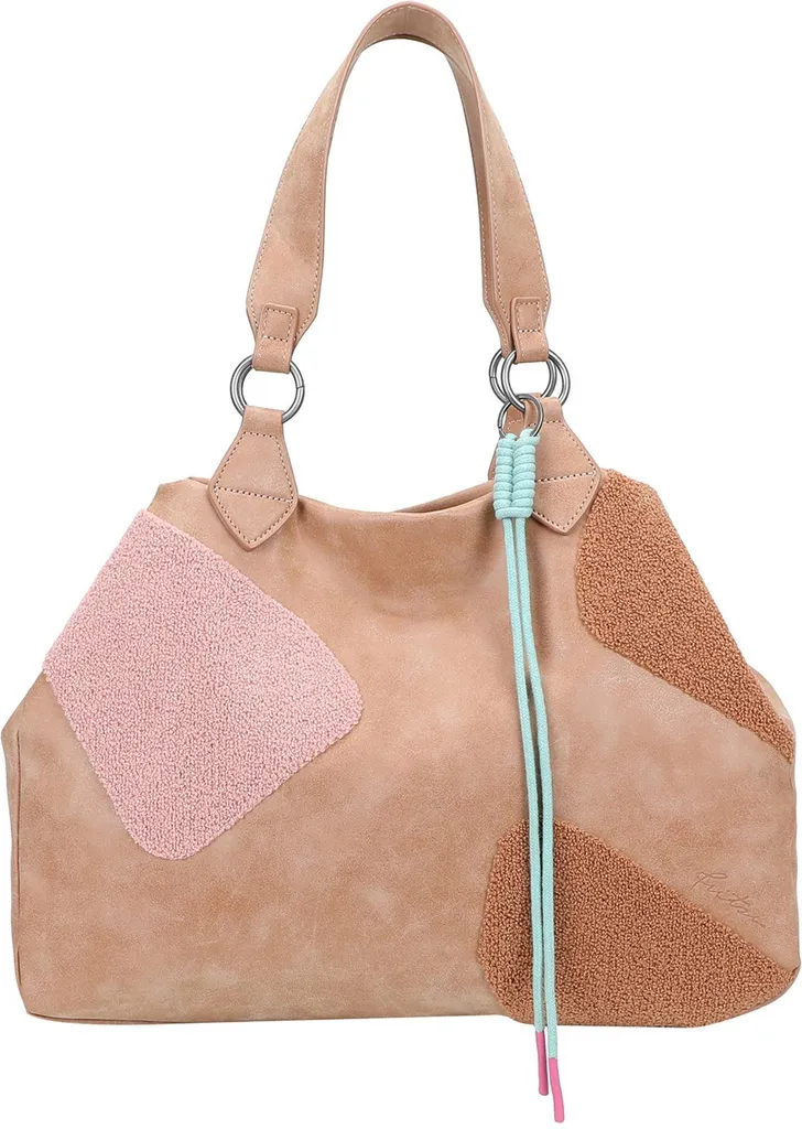 Fritzi aus Preußen borsa shopper borsa a tracolla Izzy Medium Limited Happy Flocked Soft Vintage grigio talpa