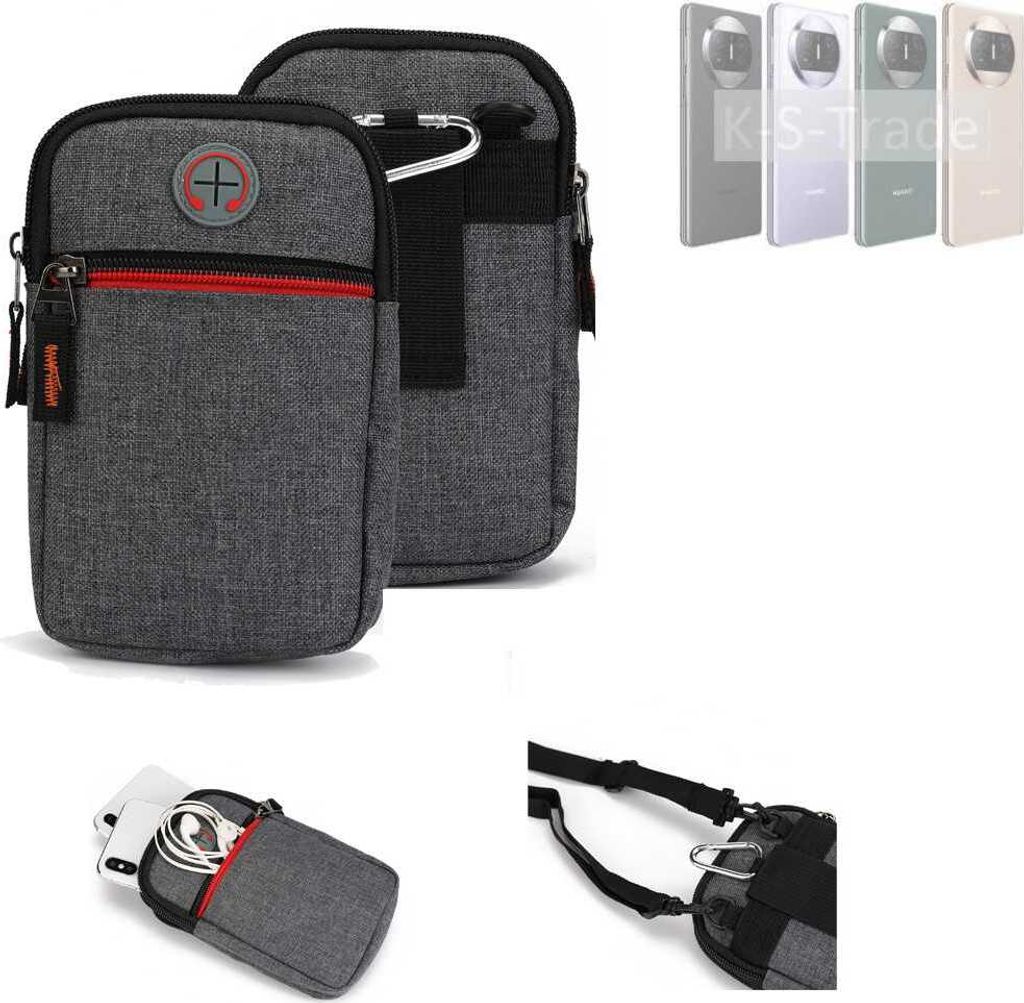 K-S-Trade Holster Gürteltasche kompatibel mit Huawei Mate X3 Handy Tasche Schutz Hülle grau Zusatzfächer 1x