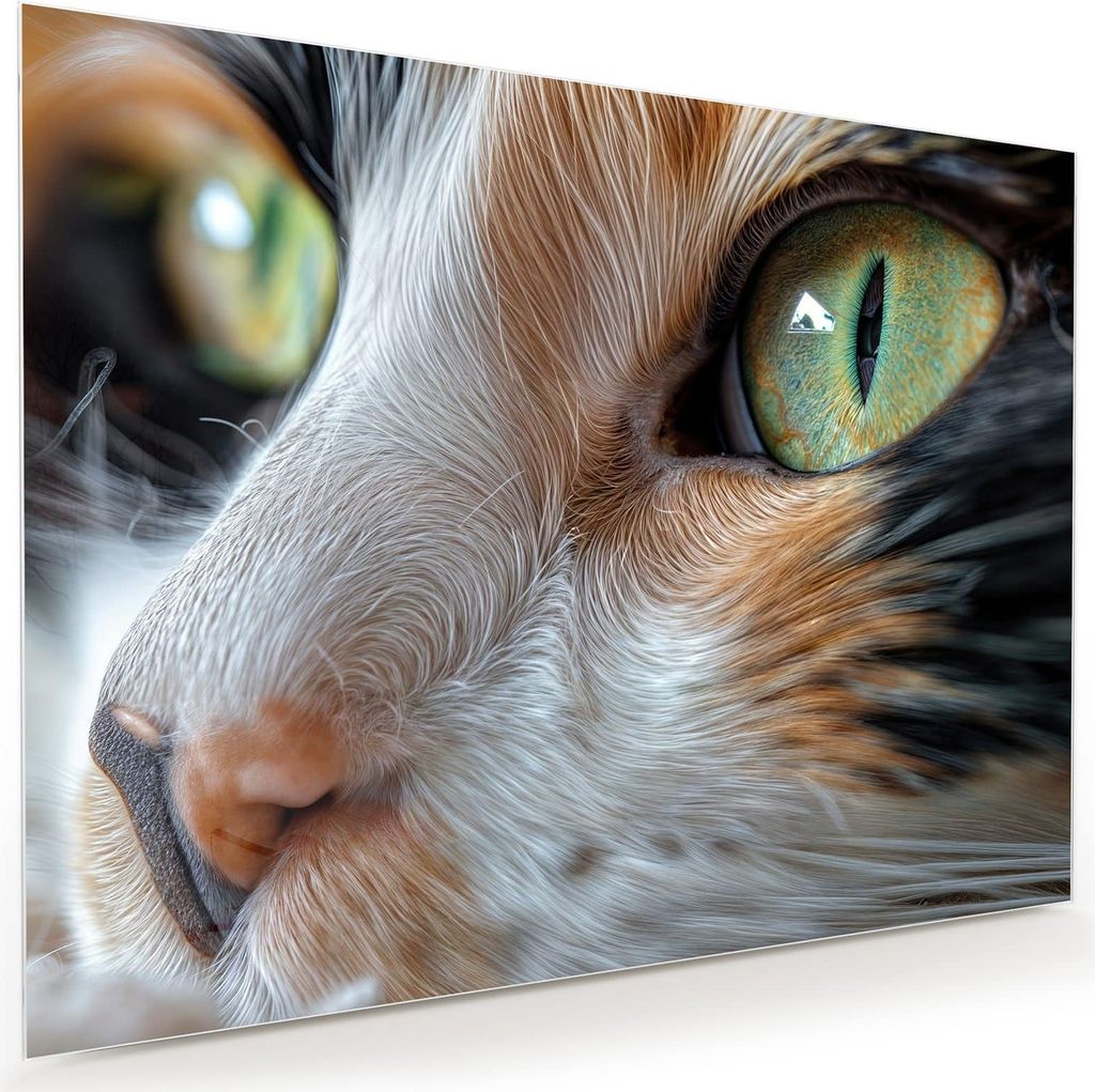 Glasbild 120x90cm in XXL für Wohnzimmer, Schlafzimmer Motiv Katzenaugen