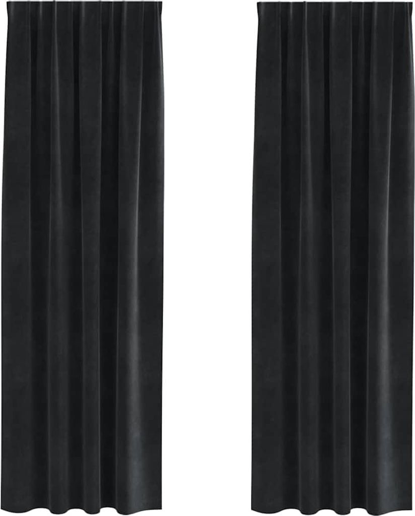 vidaXL Verdunkelungsvorhänge 2 pcs Schwarz 140 x 225 cm Samt