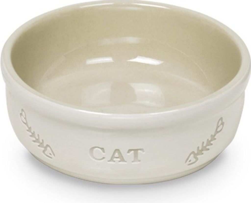 Nobby Bol en céramique pour chats "CAT" Ø13,5 X 5 cm blanc Image du produit 