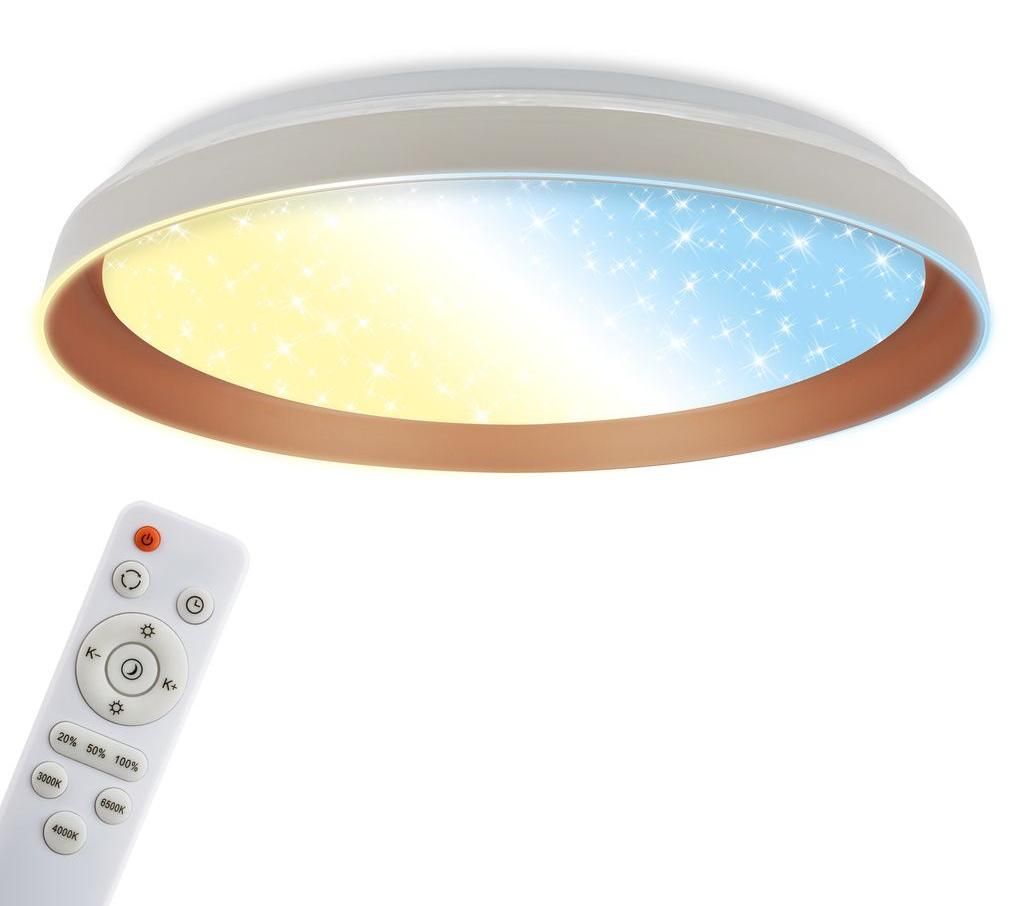 Briloner LED Deckenlampe Fernbedienung Ø51cm Rund 48W 5200lm 3000K-6500K Warmweiß bis Tageslichtweiß Dimmbar Warm Grey Coffee - Deckenleuchte Wo...